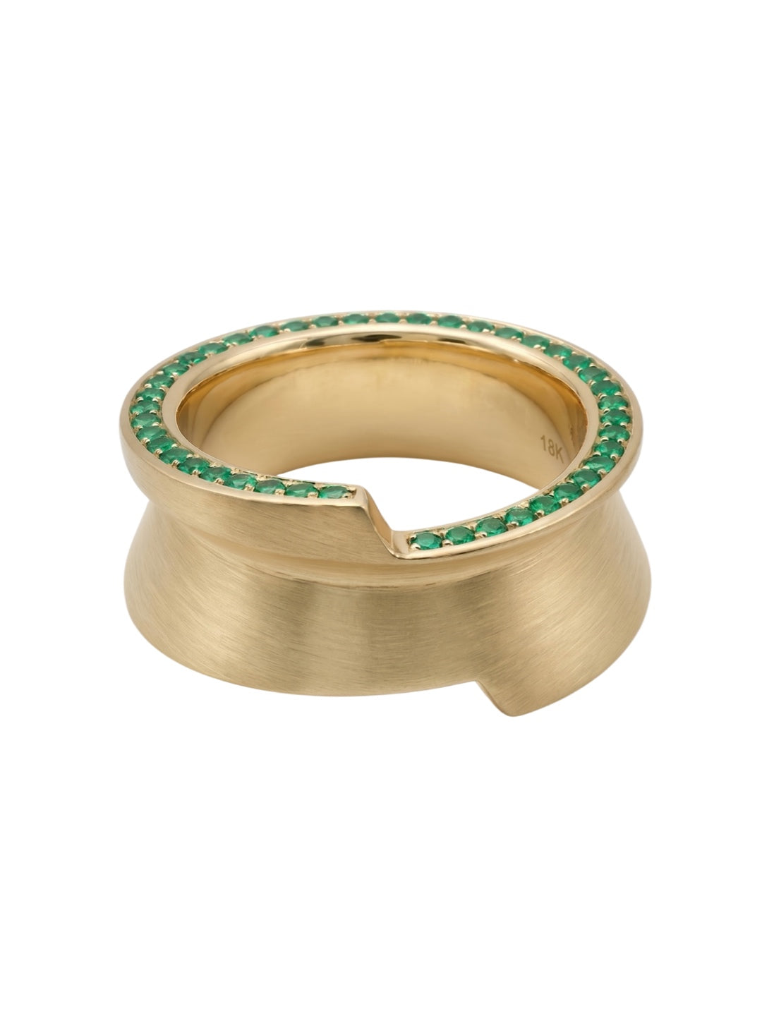 rio emerald pavé ring in 18k gold, pavé set circular form