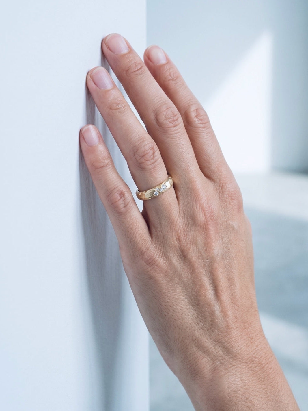 material ring III, detail of the carved surface and polished interior